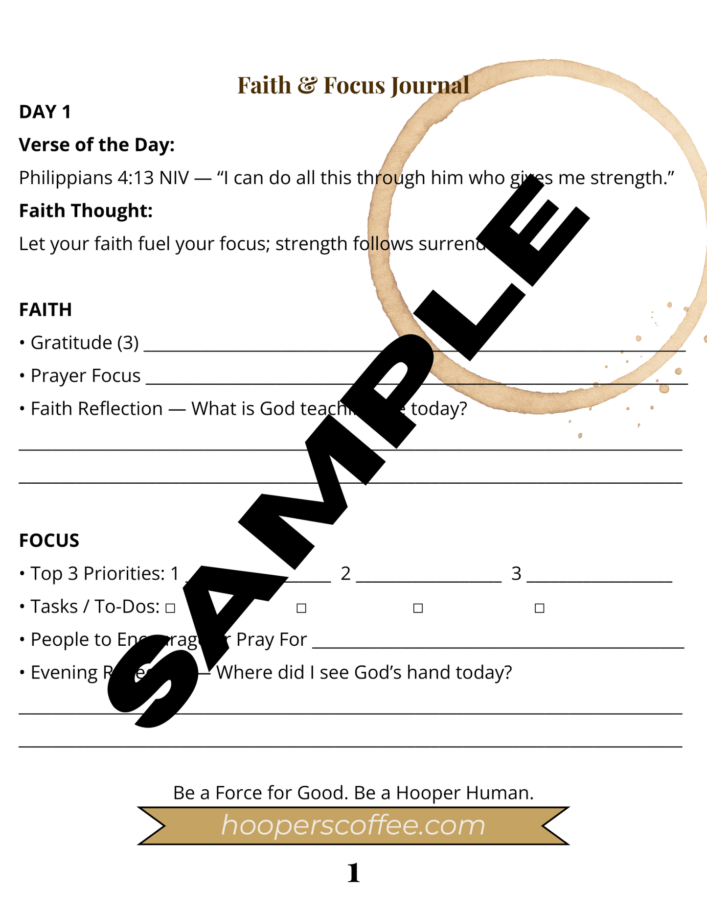 Hooper's Coffee Faith & Focus Journal (PDF DOWNLOAD)