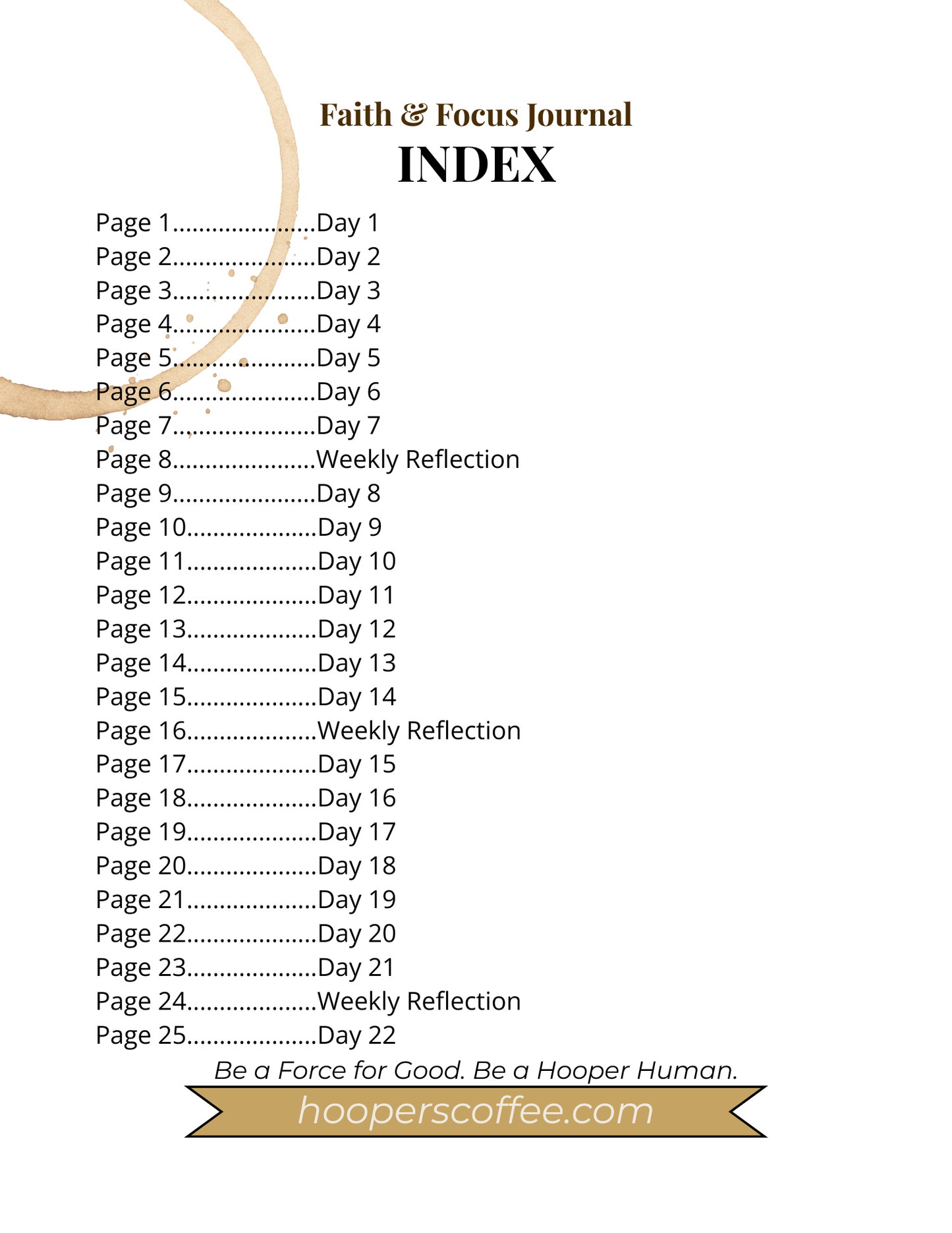 Hooper's Coffee Faith & Focus Journal (PDF DOWNLOAD)