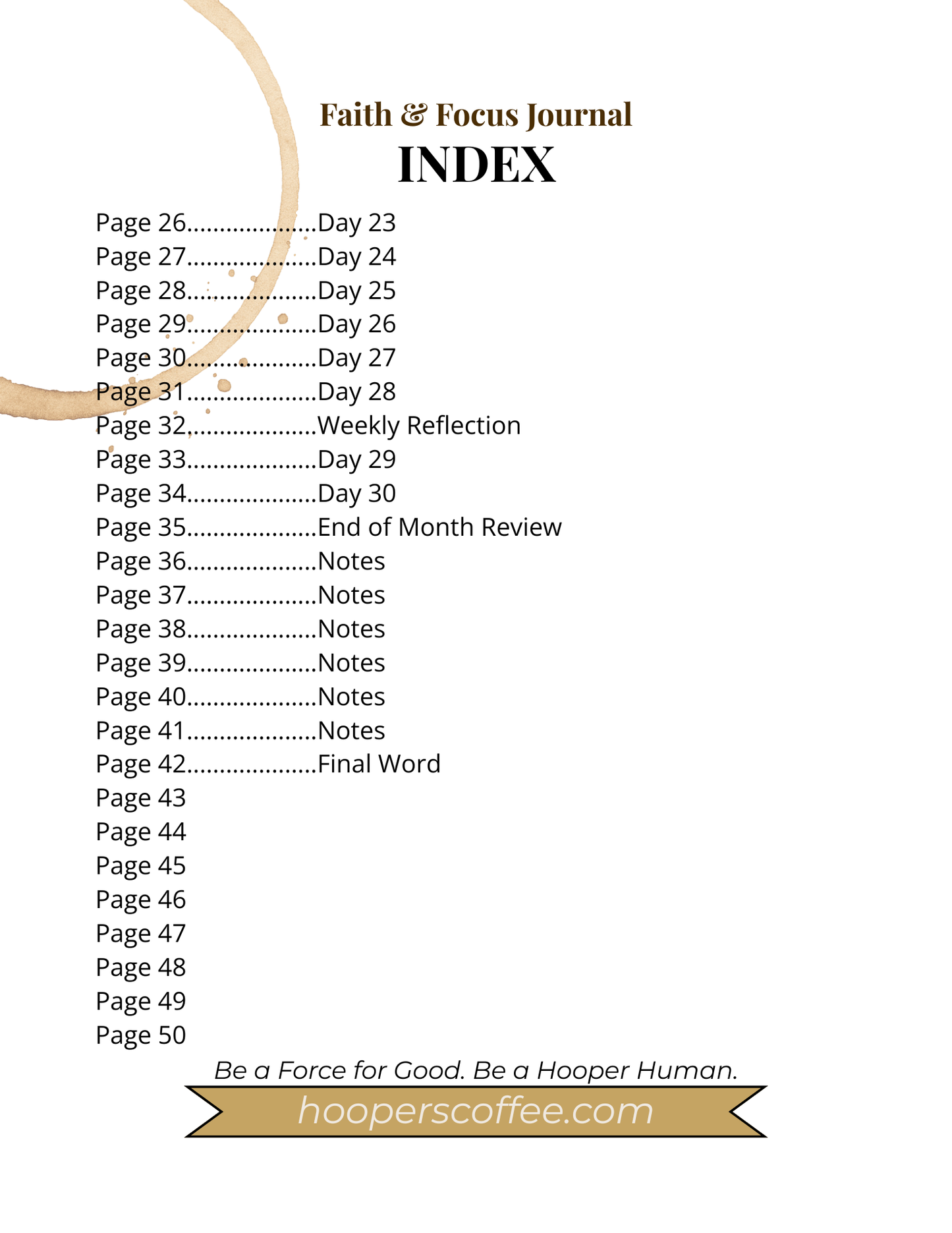 Hooper's Coffee Faith & Focus Journal (PDF DOWNLOAD)